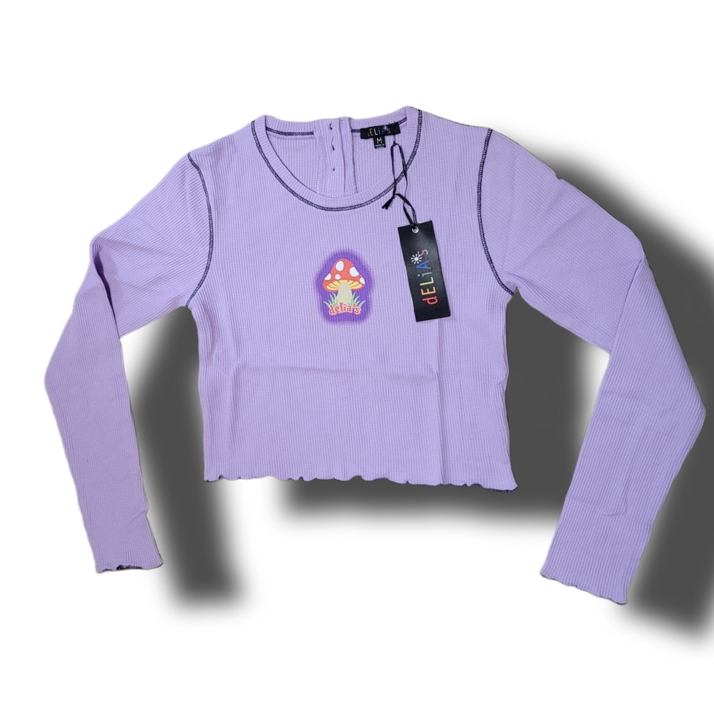 dELiA*s Purple Long Sleeve Crop Top NWOT